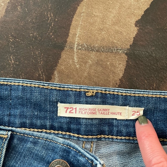 LEVI’S | 721 Distressed High Rise Skinny Jeans 25 - Picture 2 of 3